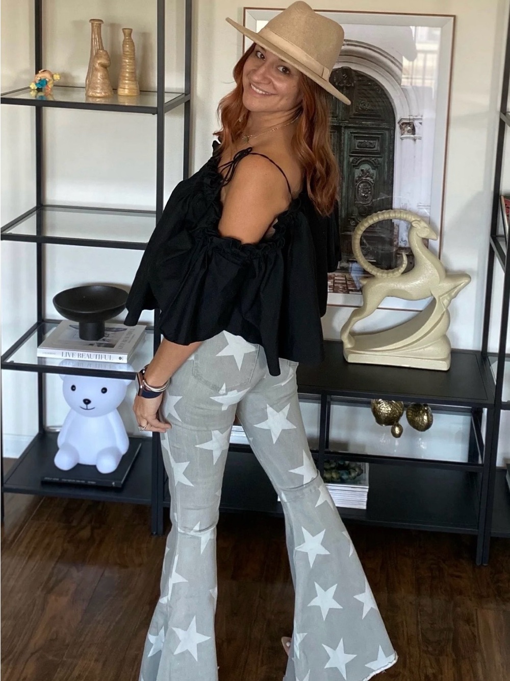 Star Flared Grey Jeans